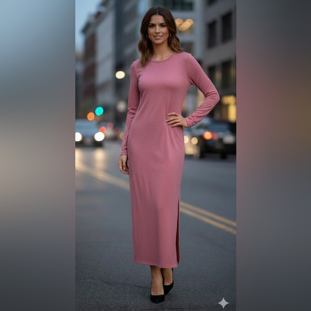 Ottod Ame Elegant Pink Long Sleeve Dress size S